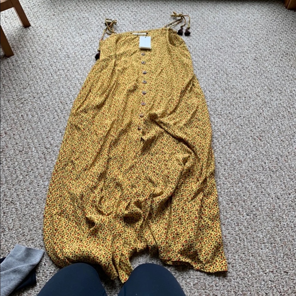 Faithfull the Brand Yellow Floral Midi Dress